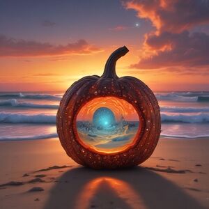 Enchanted Sunset Pumpkin Art Print